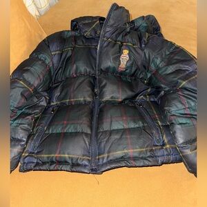Ralph Lauren plaid polo bear puffer. Size 5. Unisex style